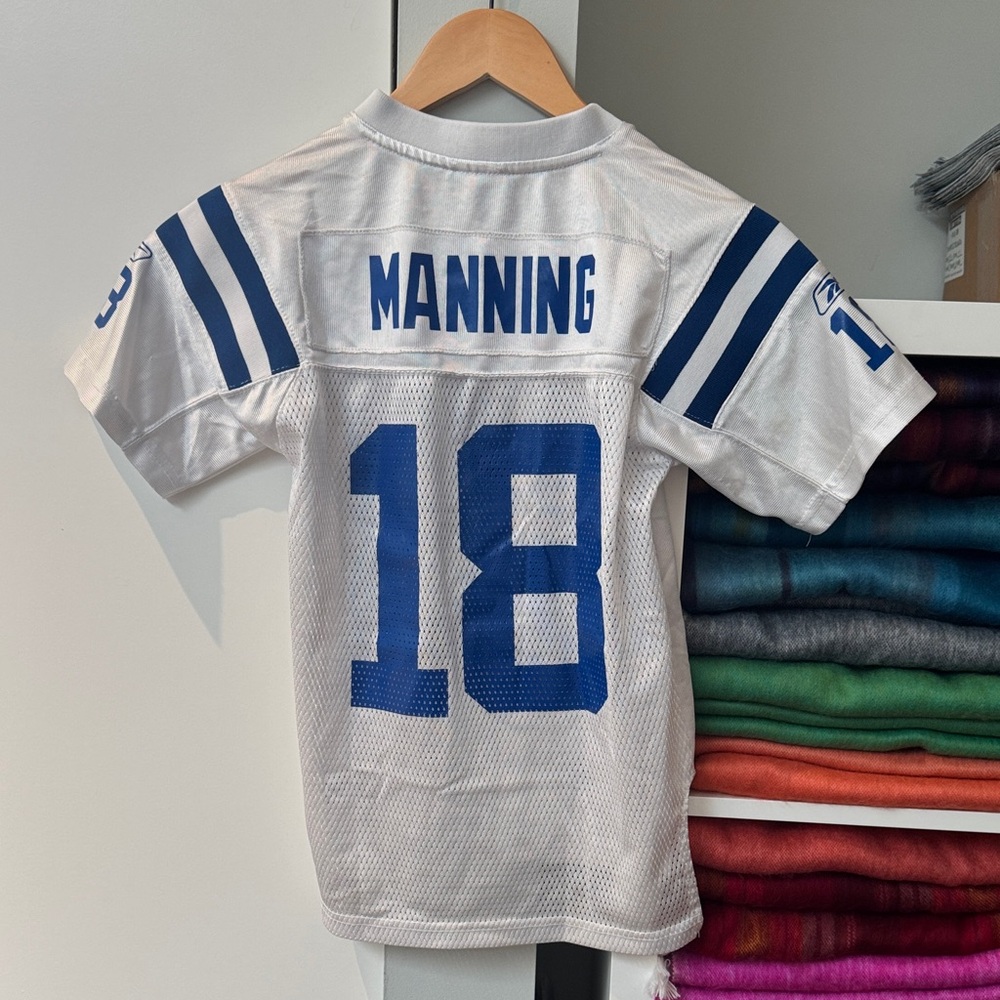 NFL Kids White & Blue Manning #18 Jersey